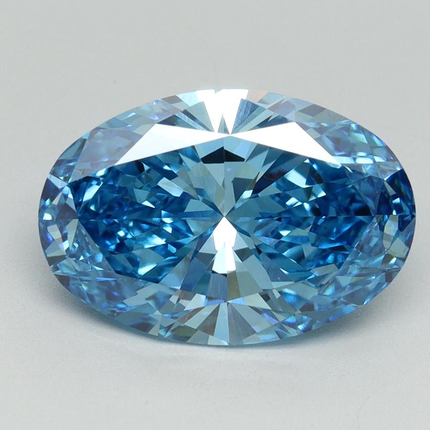 4.03 Ct. Fancy Vivid Blue Oval Lab Grown Diamond