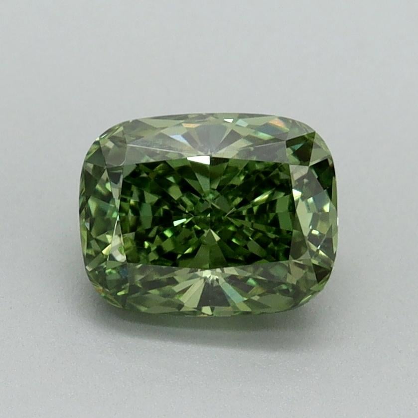 1.17 Ct. Fancy Vivid Green Cushion Lab Grown Diamond