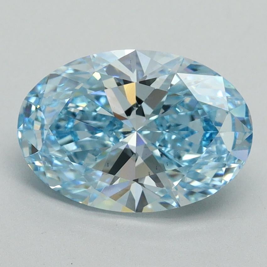 2.20 Ct. Fancy Vivid Blue Oval Lab Grown Diamond