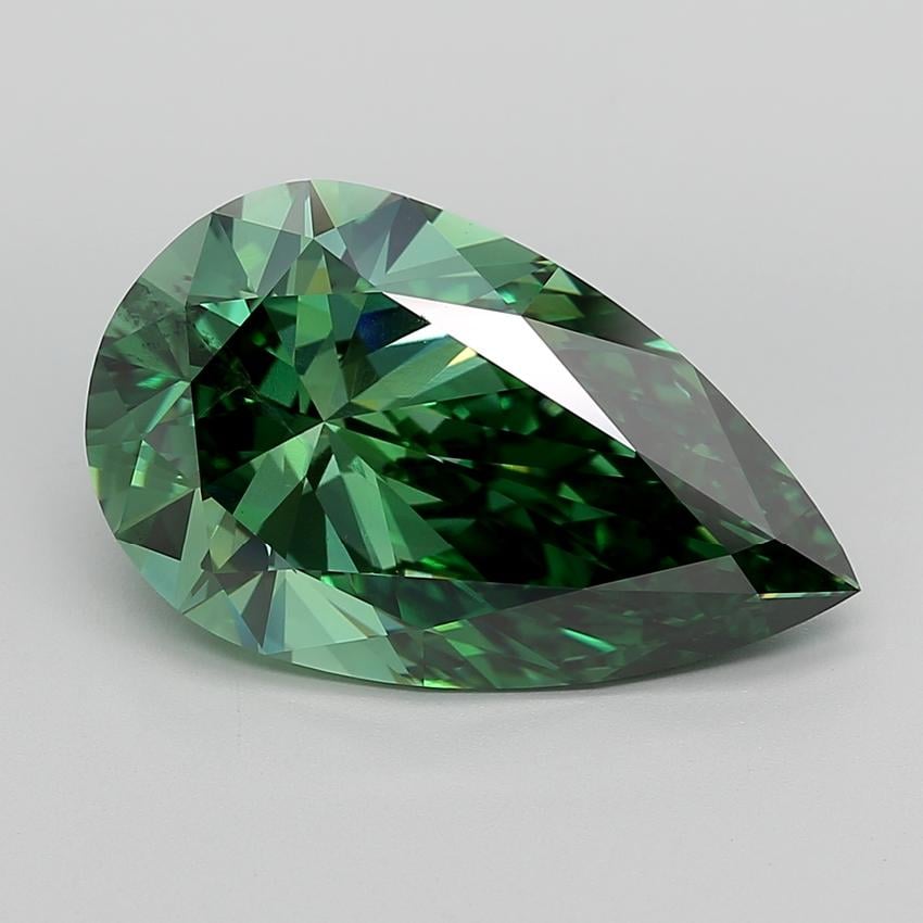 10.08 Ct. Fancy Vivid  Green Pear Lab Grown Diamond