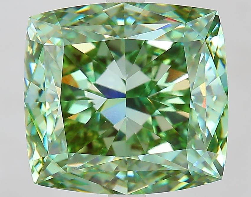 7.85 Ct. Fancy Vivid Green Cushion Lab Grown Diamond