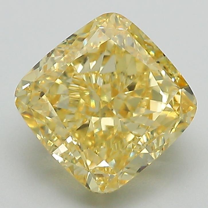 2.92 Ct. Fancy Vivid  Yellow Cushion Lab Grown Diamond