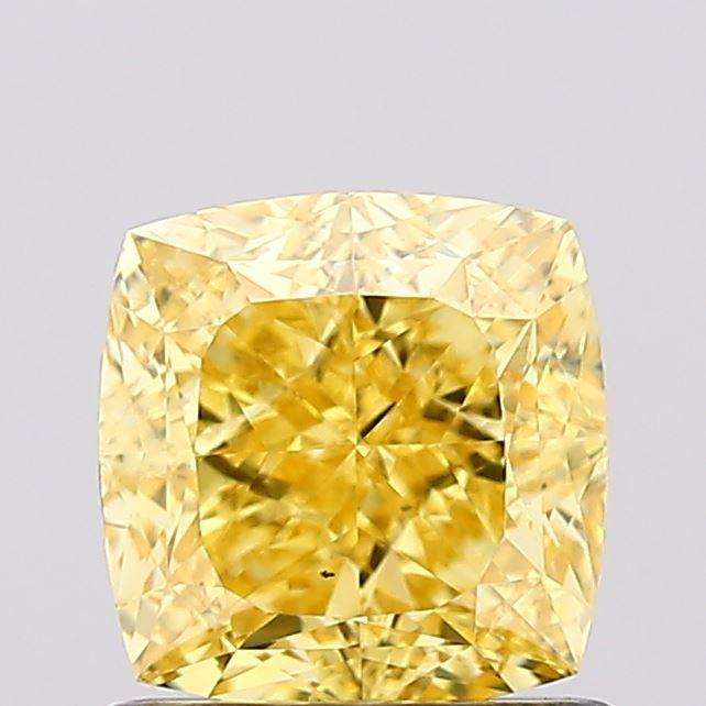 1.15 Ct. Fancy Vivid  Yellow Cushion Lab Grown Diamond