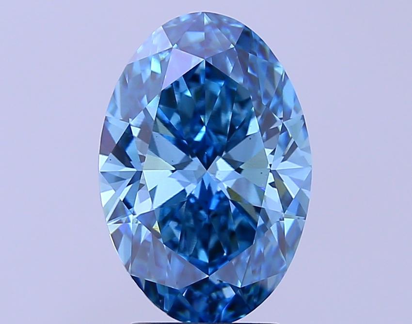 3.72 Ct. Fancy Vivid  Blue Oval Lab Grown Diamond