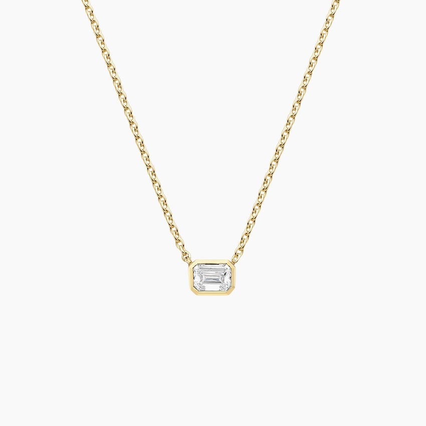 14K Yellow Gold Emerald Cut Lab Diamond Bezel Solitaire Pendant (1/4 ct. tw.)