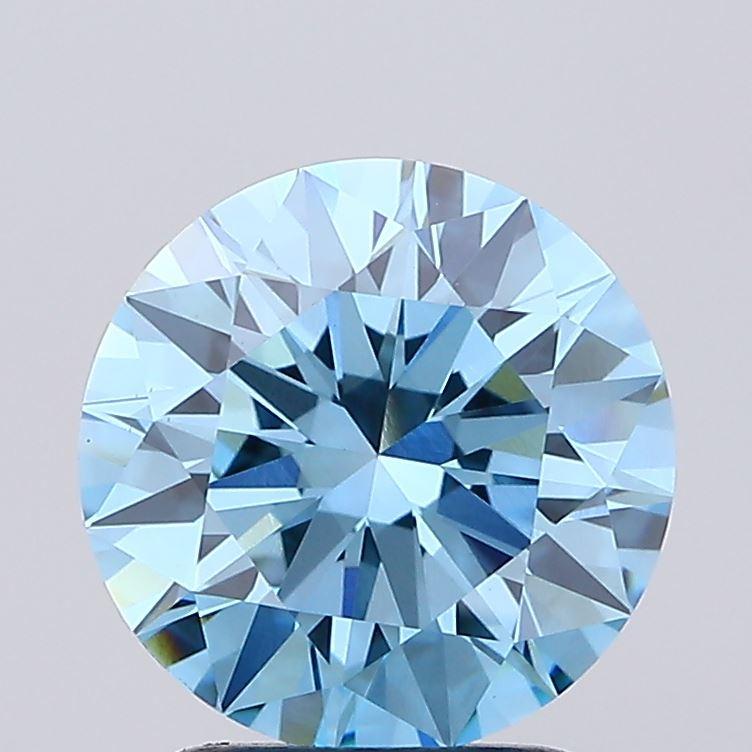 2.05 Ct. Fancy Vivid Blue Round Lab Grown Diamond