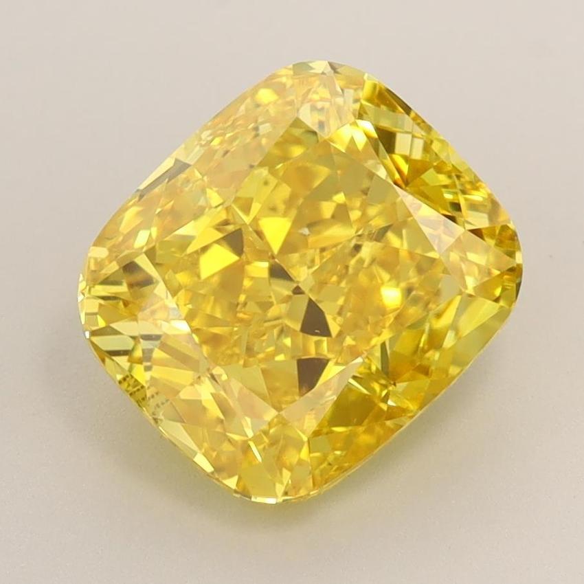 3.36 Ct. Fancy Vivid Yellow Cushion Lab Grown Diamond