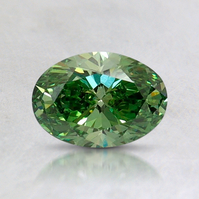0.71 Ct. Fancy Vivid Green Oval Lab Grown Diamond