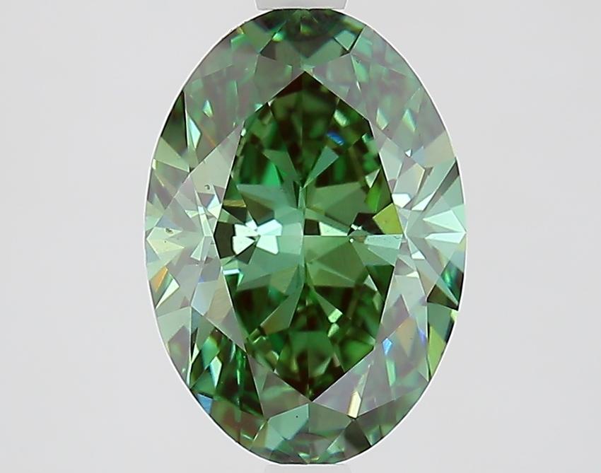 2.55 Ct. Fancy Vivid Green Oval Lab Grown Diamond