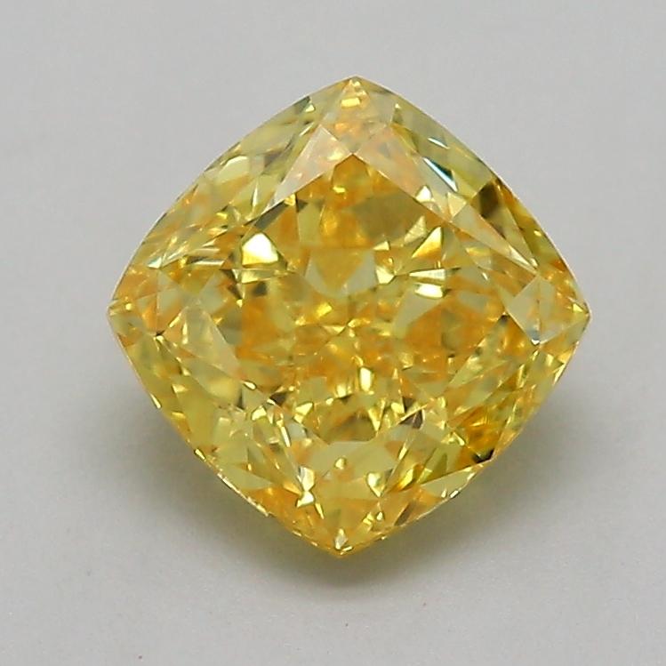 1.07 Ct. Fancy Vivid  Yellow Cushion Lab Grown Diamond