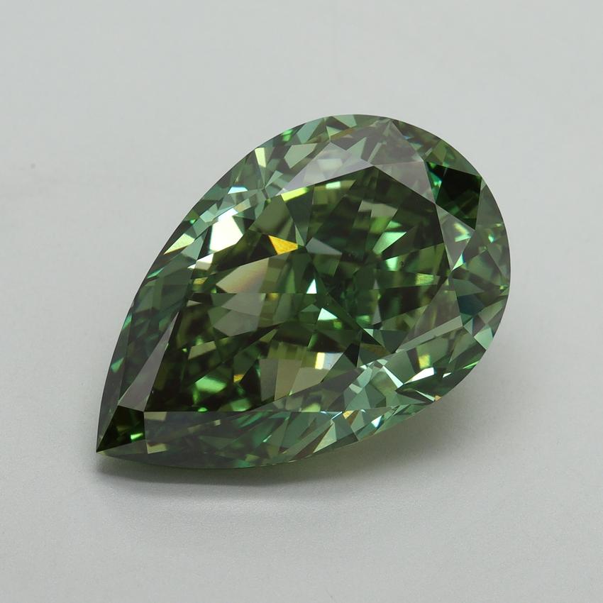11.31 Ct. Fancy Vivid Green Pear Lab Grown Diamond