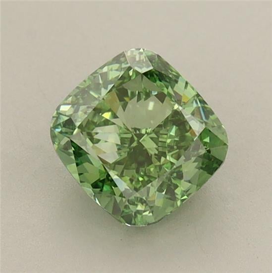 0.91 Ct. Fancy Vivid Green Cushion Lab Grown Diamond