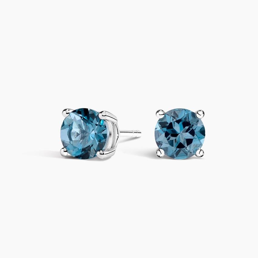 Stilla stud earrings, Octagon cut, Blue, Rhodium plated | Swarovski