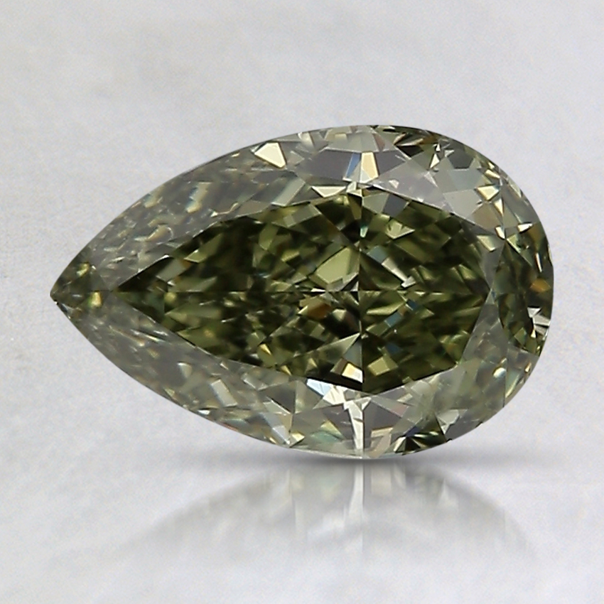 1.03 Ct. Fancy Dark Gray-Yellowish Green Pear Diamond