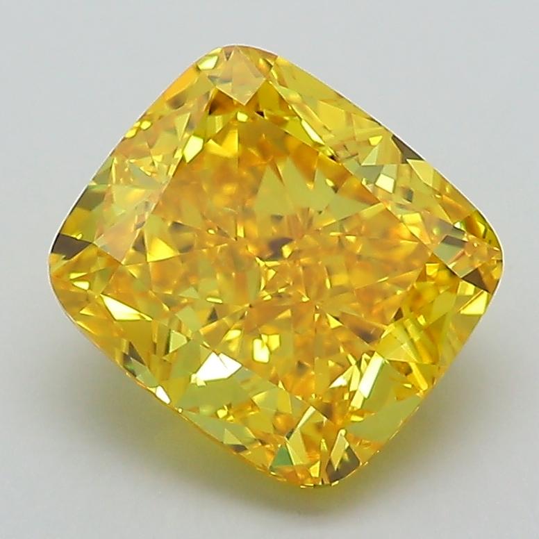 2.66 Ct. Fancy Vivid Yellow Cushion Lab Grown Diamond