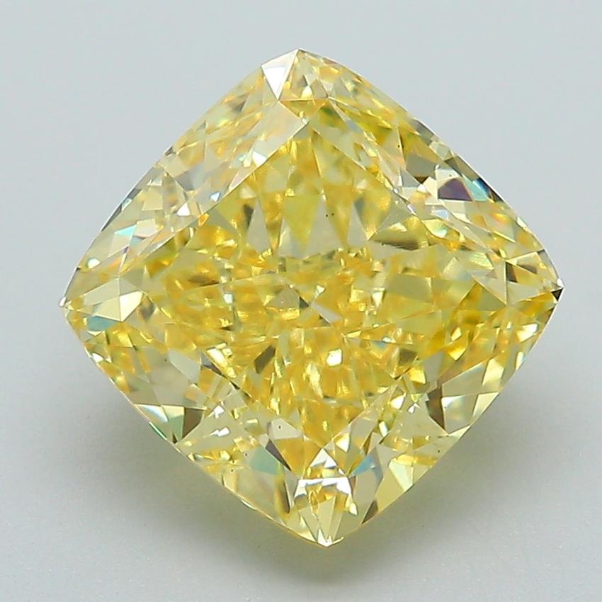 4.16 Ct. Fancy Vivid Yellow Cushion Lab Grown Diamond