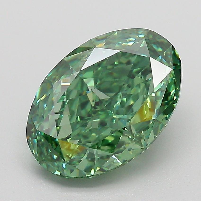 3.09 Ct. Fancy Vivid Green Oval Lab Grown Diamond