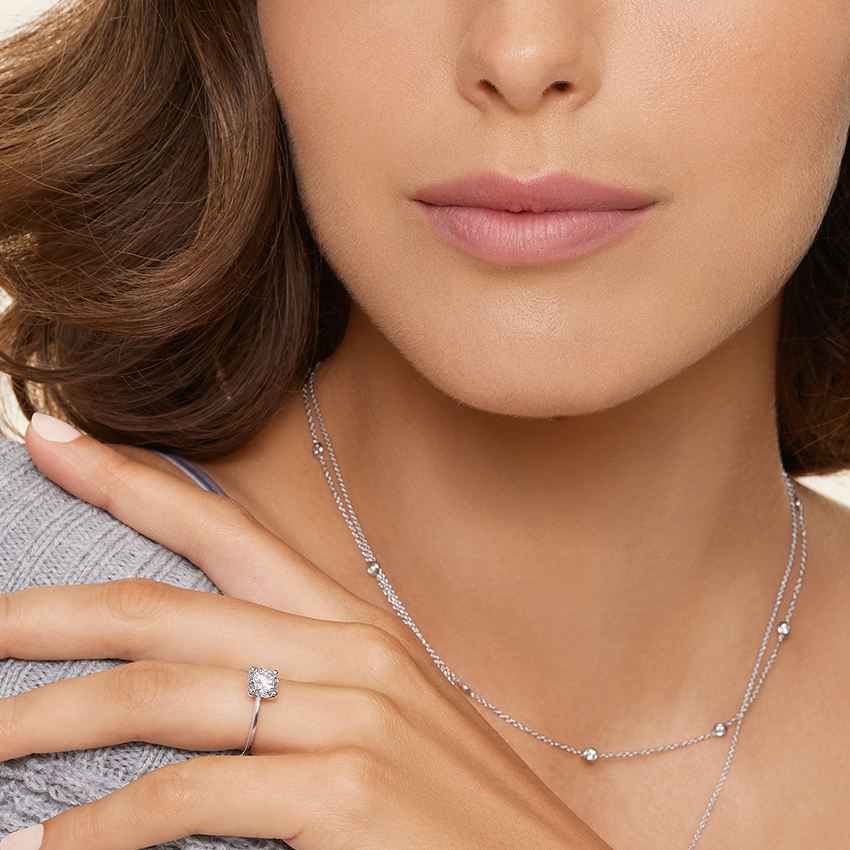 18K White Gold Bezel Diamond Strand Necklace (1/4 ct. tw) Brilliant Earth