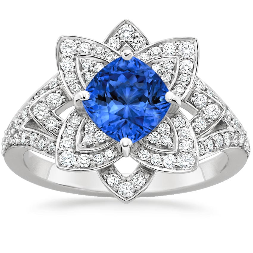 Sapphire Lily Diamond Ring (1/2 ct. tw.) in Platinum