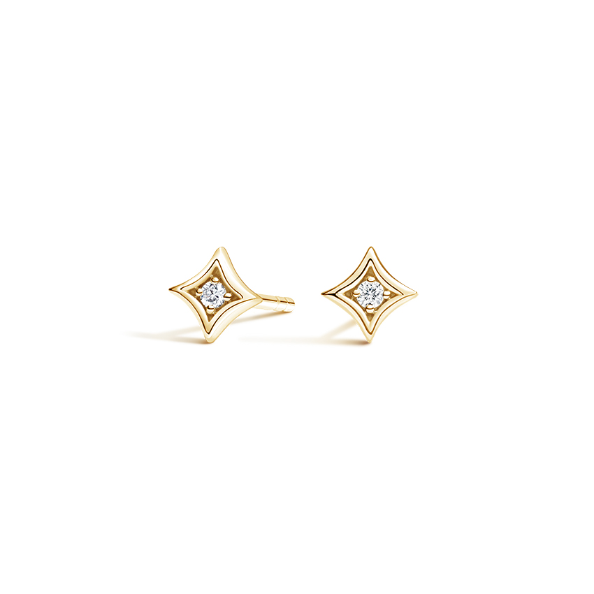 Lotus Inspired Diamond Stud Earrings 