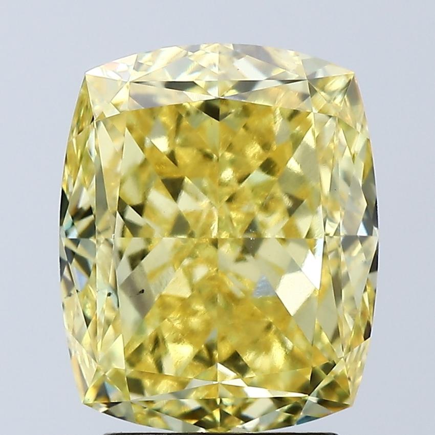 4.04 Ct. Fancy Vivid Yellow Cushion Lab Grown Diamond