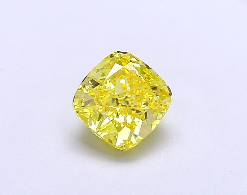 1.06 Ct. Fancy Vivid  Yellow Cushion Lab Grown Diamond
