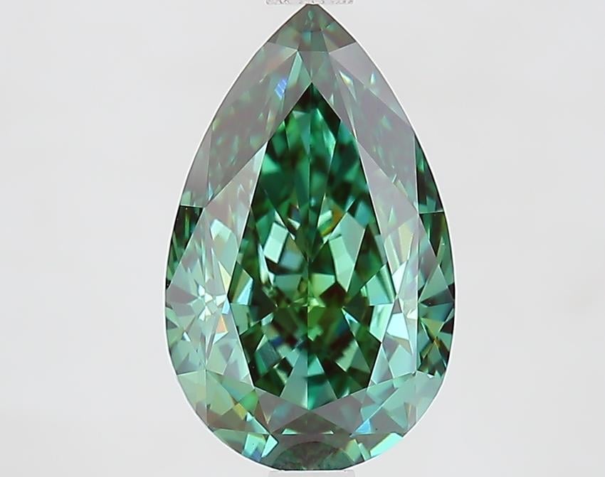 3.03 Ct. Fancy Vivid Green Pear Lab Grown Diamond