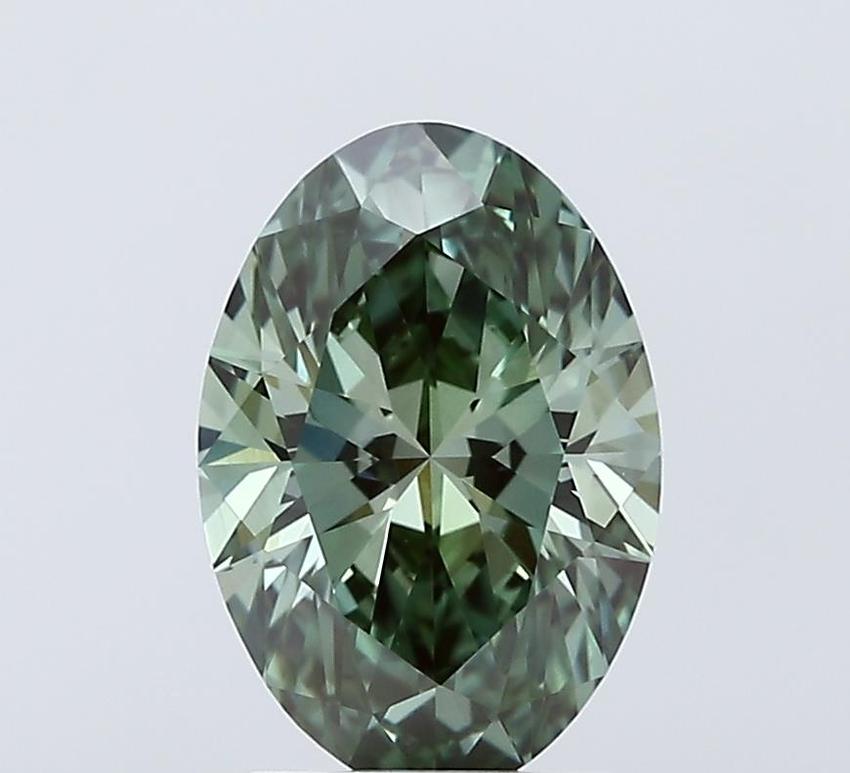 2.08 Ct. Fancy Vivid Green Oval Lab Grown Diamond