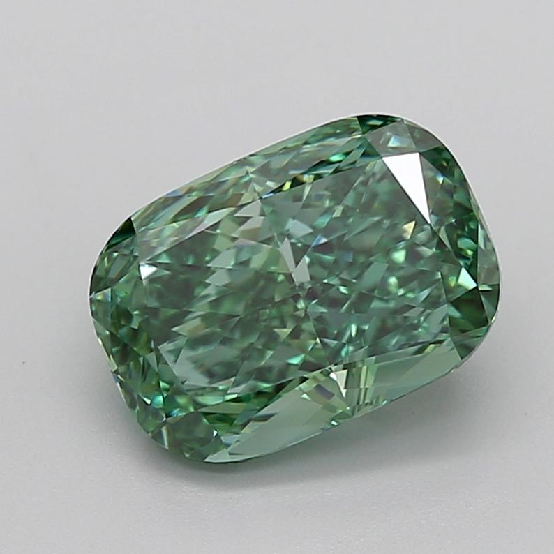 4.01 Ct. Fancy Vivid Green Cushion Lab Grown Diamond