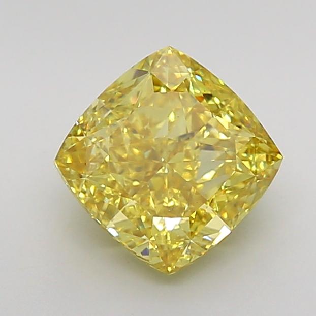 2.60 Ct. Fancy Vivid Yellow Cushion Lab Grown Diamond