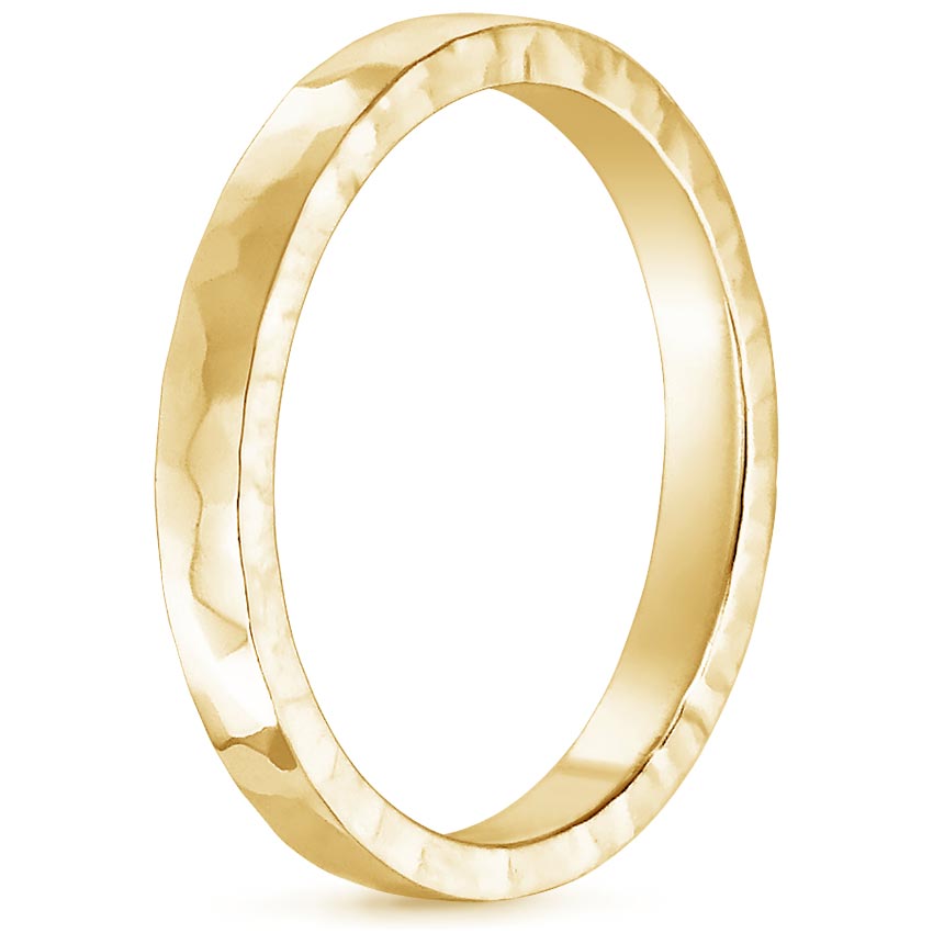 18K Yellow Gold 2.5mm Hammered Quattro Wedding Ring, large side view