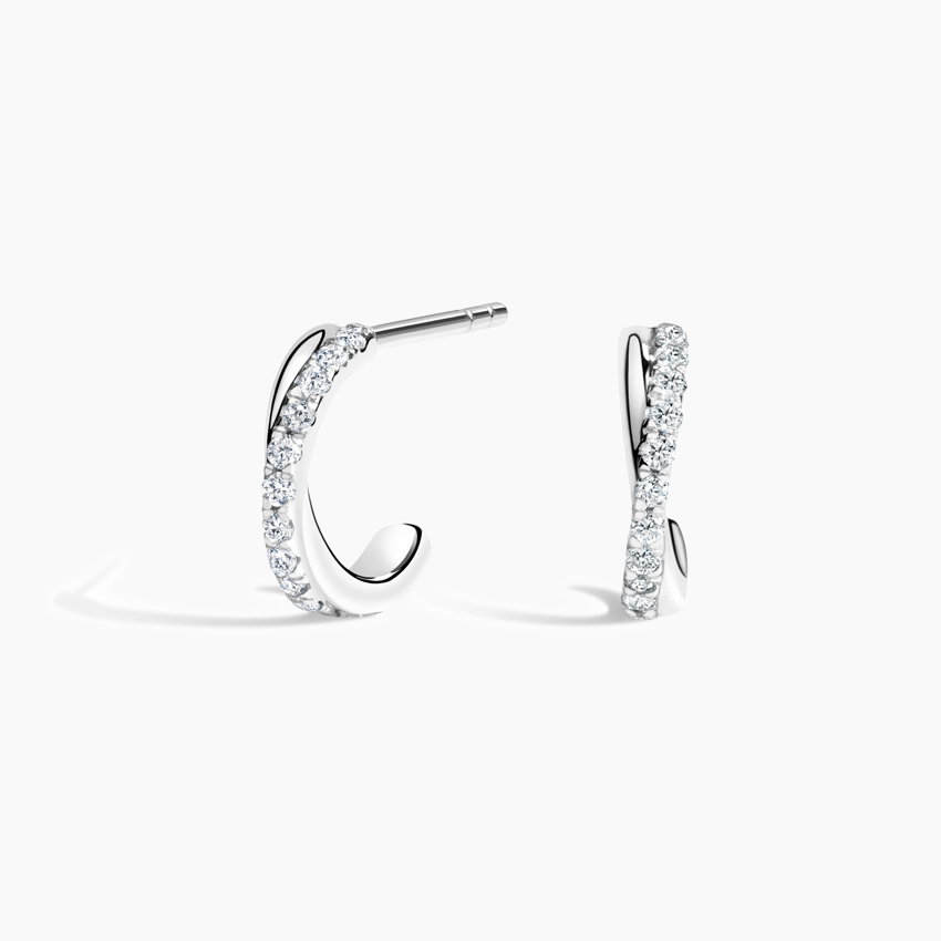 Silver Chamise Diamond Huggie Earrings