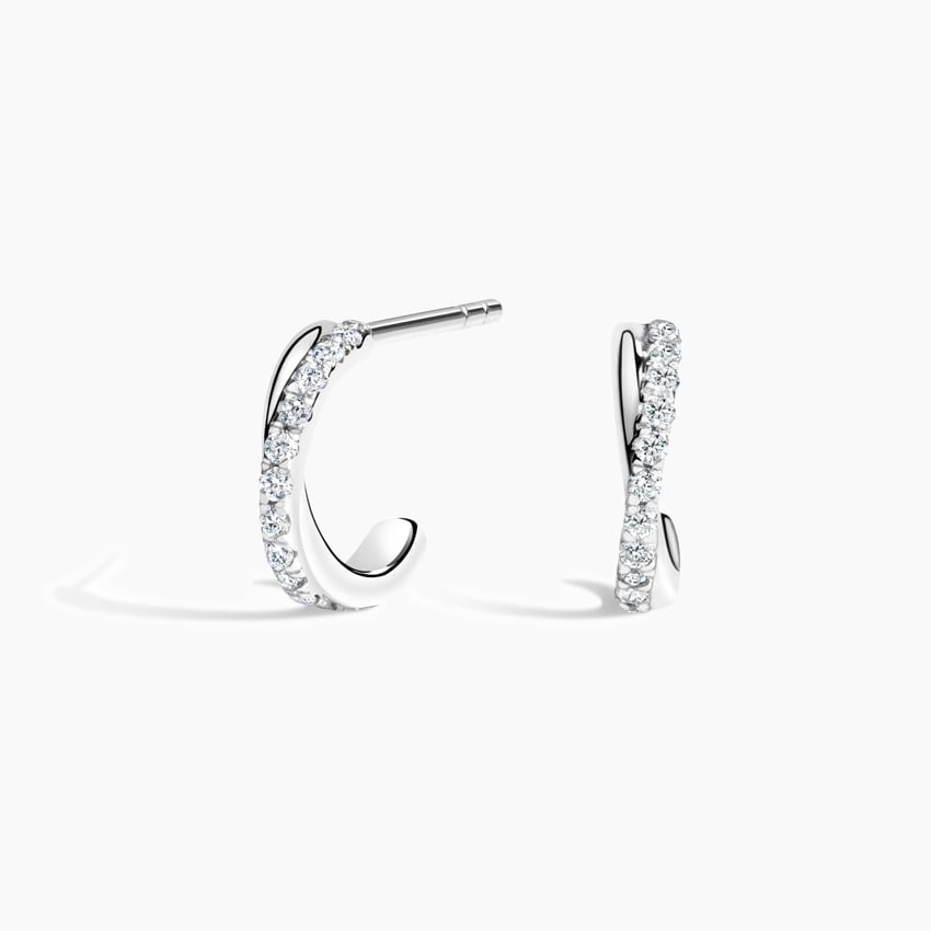 Silver Chamise Diamond Huggie Earrings (1/8 ct. tw.)