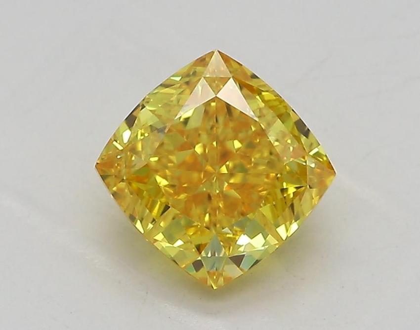 1.38 Ct. Fancy Vivid Yellow Cushion Lab Grown Diamond