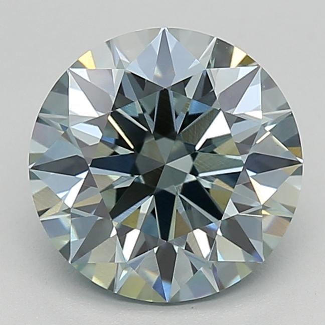 2.10 Ct. Fancy Intense Bluish Green Round Lab Grown Diamond