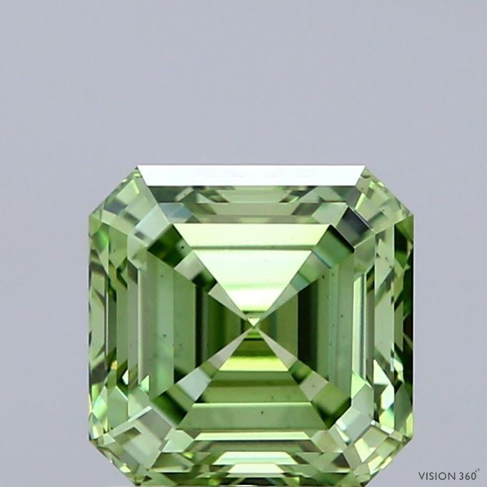2.05 Ct. Fancy Vivid Green Asscher Lab Grown Diamond