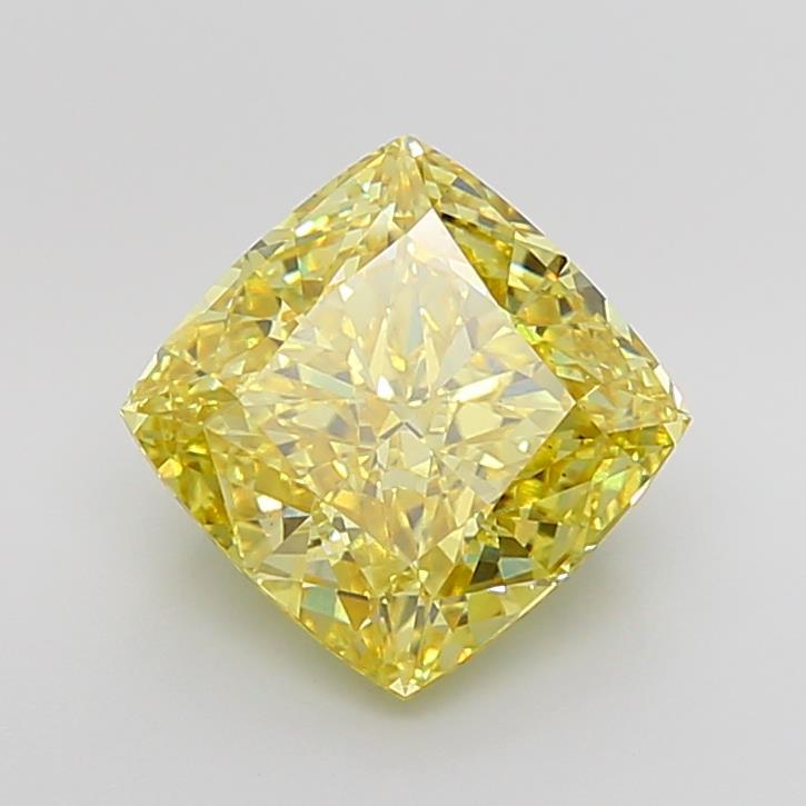 5.79 Ct. Fancy Vivid Yellow Cushion Lab Grown Diamond