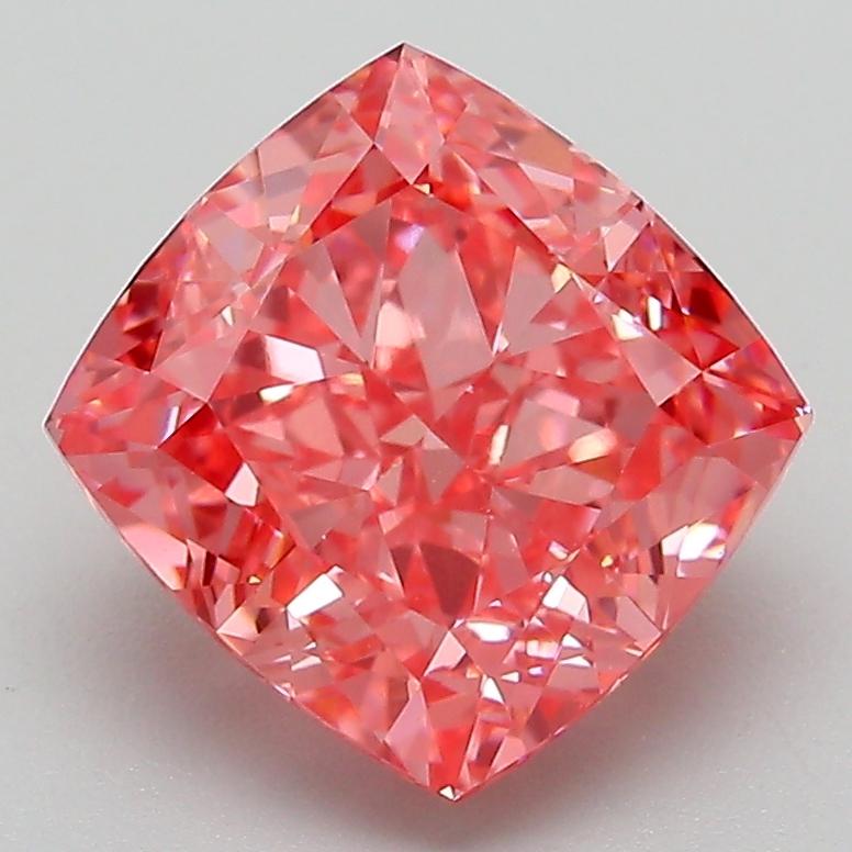 3.24 Ct. Fancy Vivid Pink Cushion Lab Grown Diamond