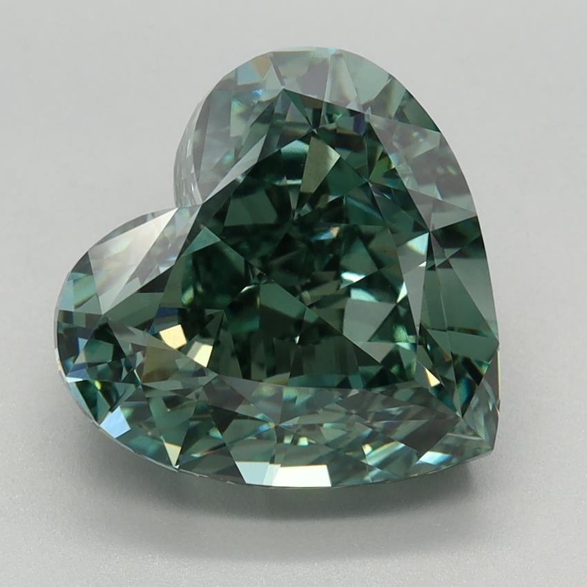 5.07 Ct. Fancy Vivid Bluish Green Heart Lab Grown Diamond