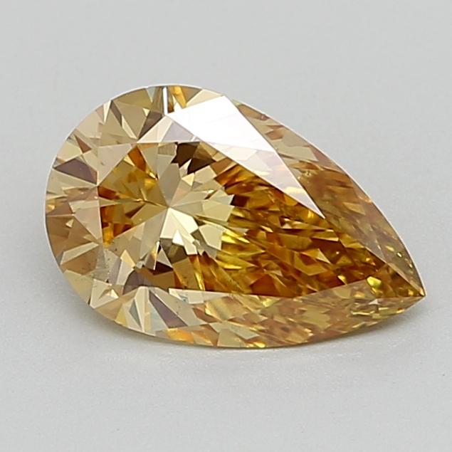 1.59 Ct. Fancy Vivid Brownish Yellow Pear Lab Grown Diamond