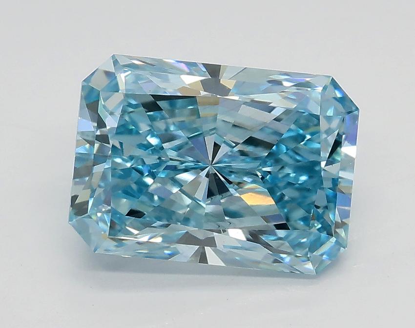 2.51 Ct. Fancy Intense Greenish Blue Radiant Lab Grown Diamond