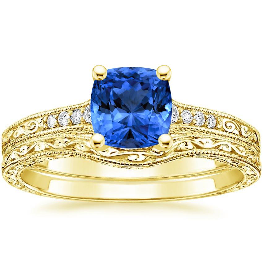Sapphire Contoured Luxe Hudson Diamond Matched Set in 18K Yellow Gold