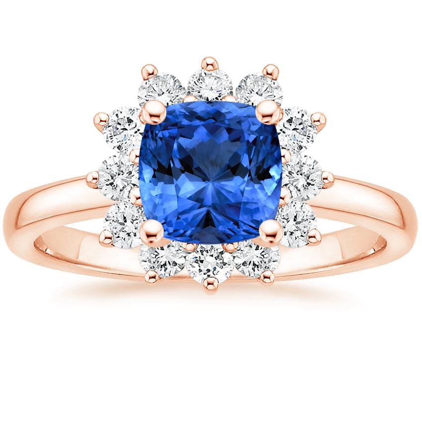 Sapphire Sunburst Diamond Ring (1/3 ct. tw.) in 14K Rose Gold