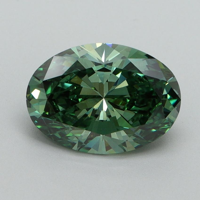 2.08 Ct. Fancy Vivid Green Oval Lab Grown Diamond