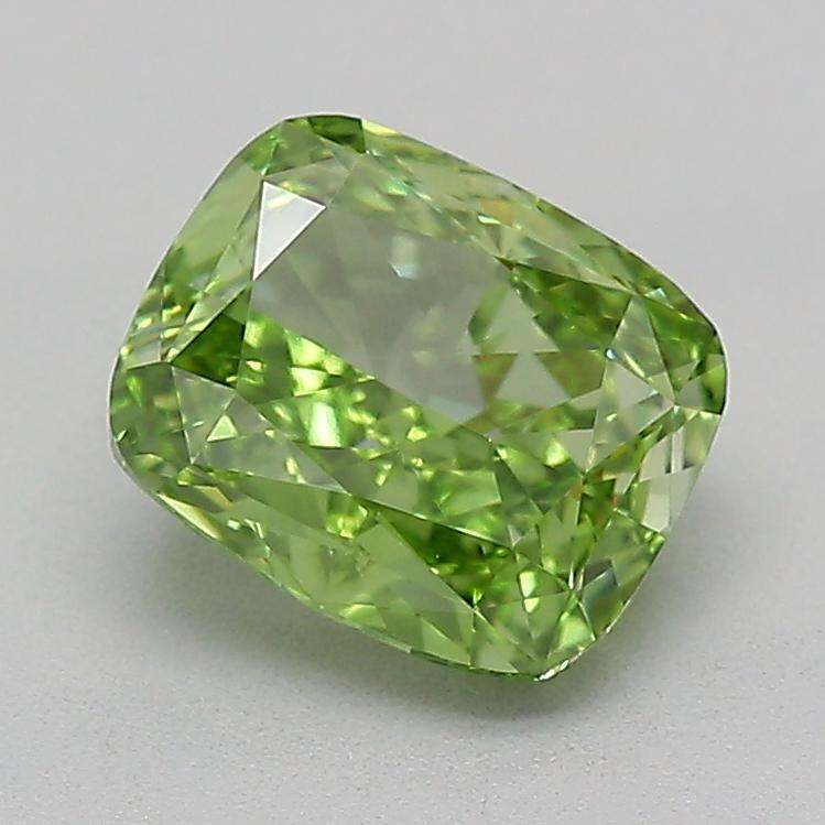 1.03 Ct. Fancy Vivid  Green Cushion Lab Grown Diamond