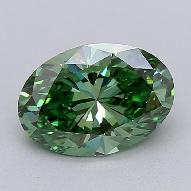 1.09 Ct. Fancy Vivid  Green Oval Lab Grown Diamond
