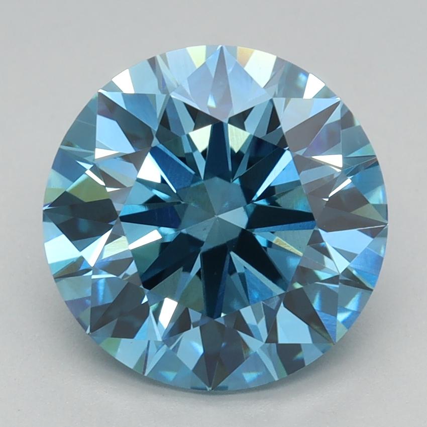3.08 Ct. Fancy Vivid Blue Round Lab Grown Diamond