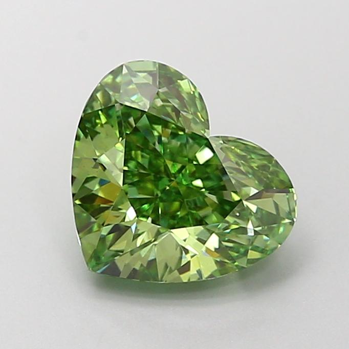 2.12 Ct. Fancy Vivid Green Heart Lab Grown Diamond