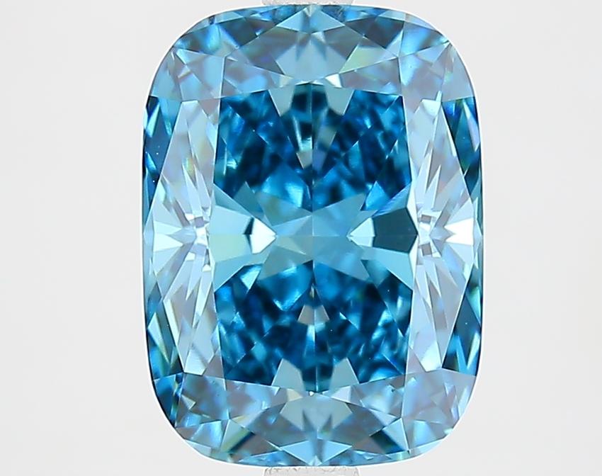 3.66 Ct. Fancy Vivid Blue Cushion Lab Grown Diamond