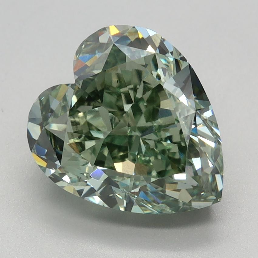 3.10 Ct. Fancy Vivid Green Heart Lab Grown Diamond